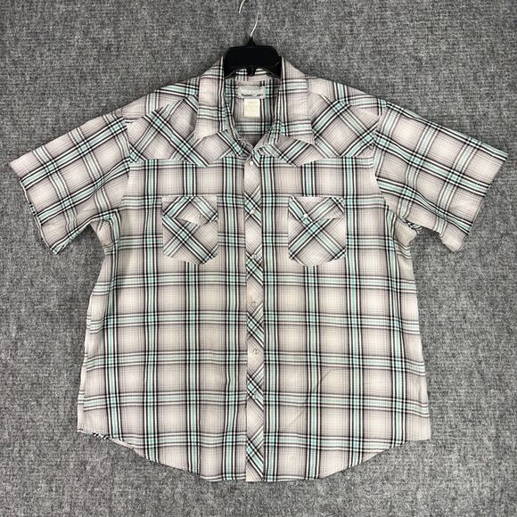 Wrangler‎ Shirt Mens XXL Wrancher Western Button-Up Pearl Snaps 1990s vintage - Picture 1 of 9